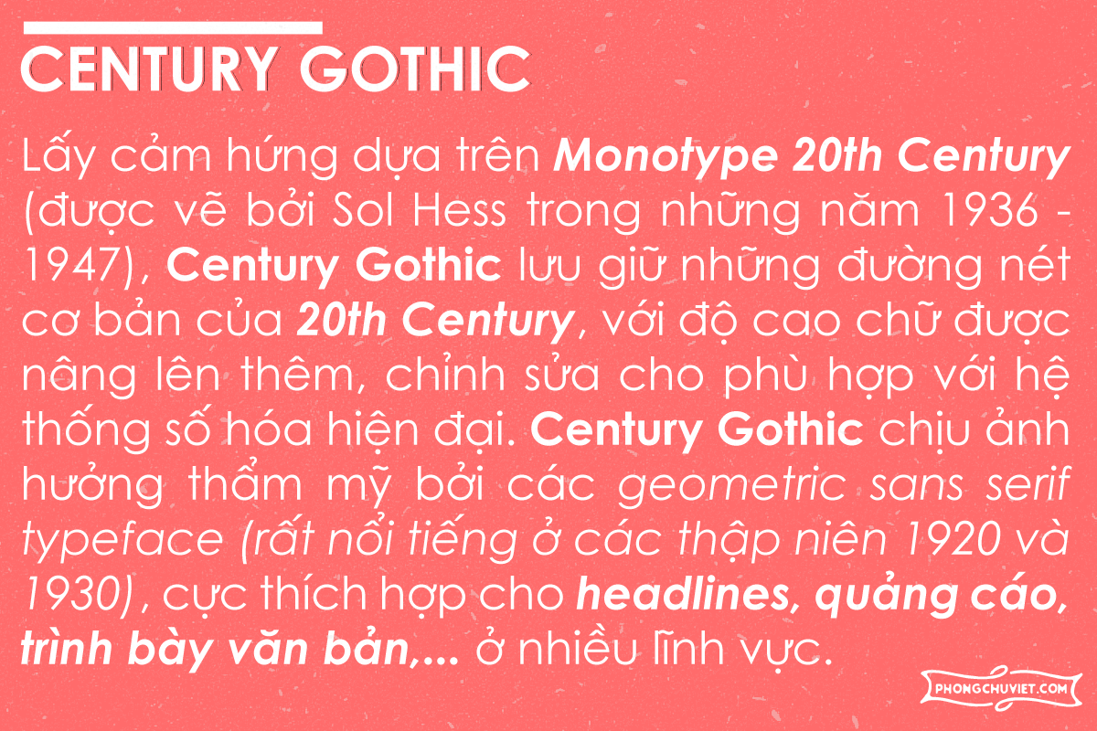 Việt hóa | FS Century Gothic: "Nghệ thuật thế kỷ"