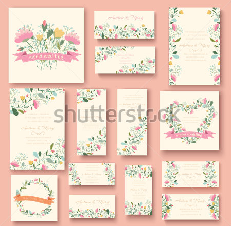 stock-vector-colorful-greeting-wedding-invitation-card-illustration-set-flower-vector-design-concept-collection-222281926