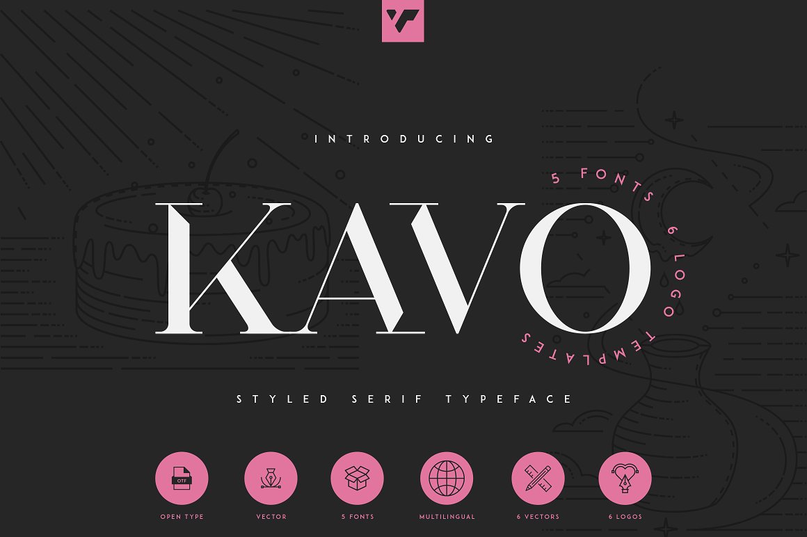 VPcreativeshop | Kavo Styled Serif Typeface (5 fonts) ~ $15