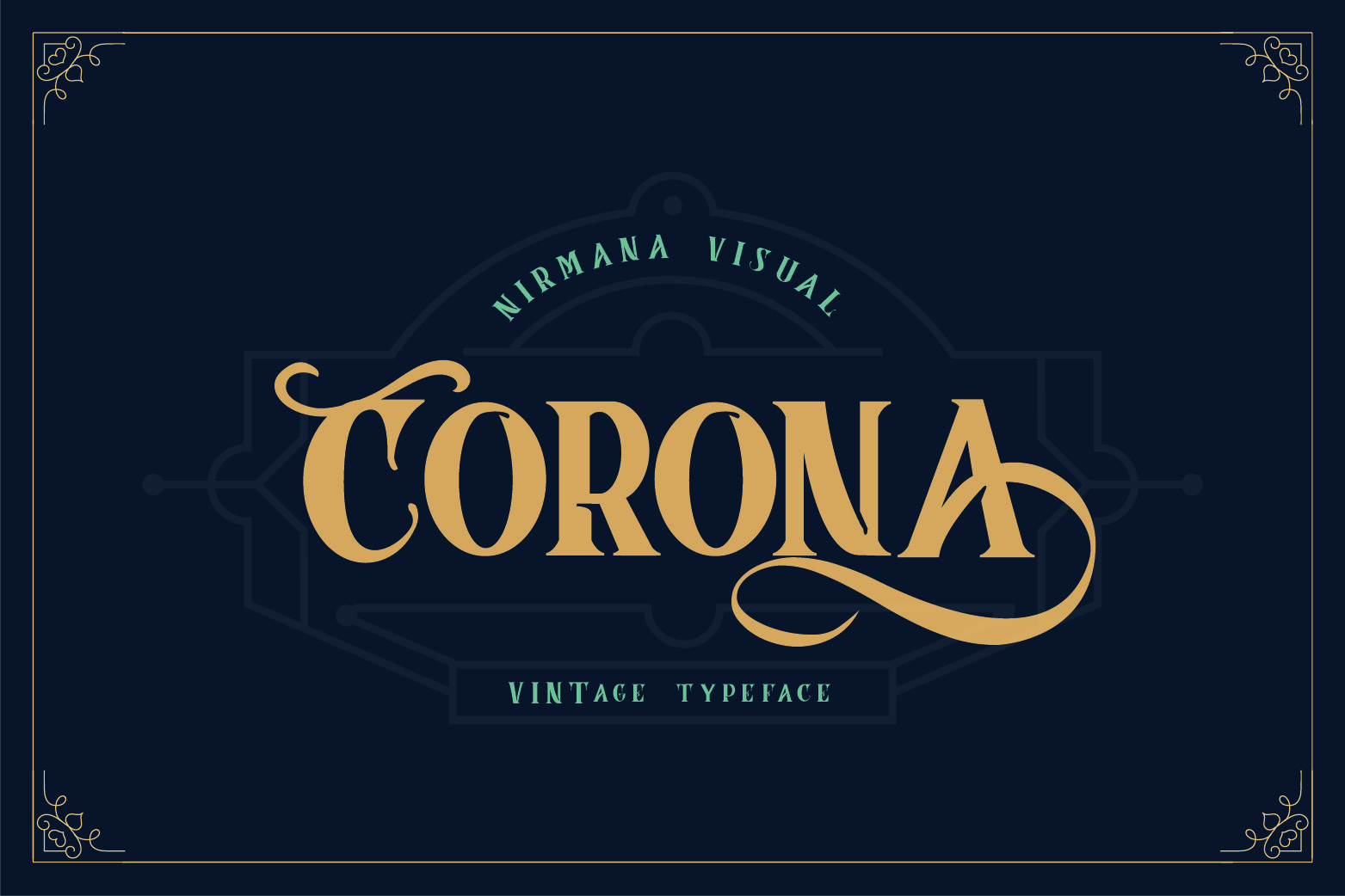 Nirmana Visual | Corona Vintage Typeface (1 font) ~ $22